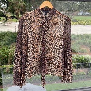 Saks Fifth Avenue sheer sexy animal print blouse